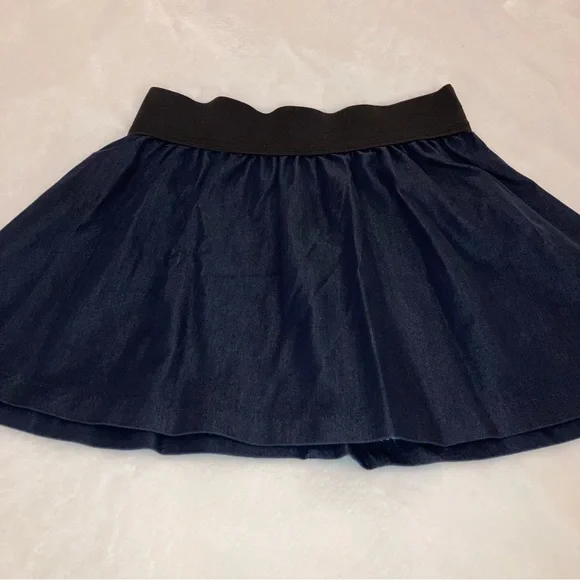 Miley Cyrus Max Azria Navy Blue Chambray Preppy Circle Skater Mini Skirt Medium - Picture 4 of 12